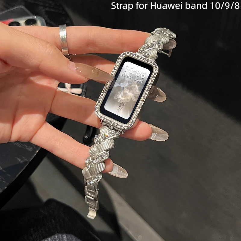 

Металлический ремешок для часов для huawei Band 10 с чехлом, спортивный ремешок для Huawei Band 9/8, женский браслет, умные часы, браслет Correa