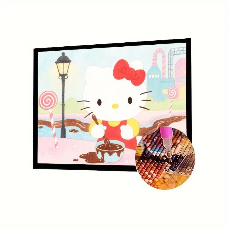 

1 шт., набор для алмазной живописи Hello Kitty Sweet Treats 5D - милый мультяшный полный дрель, сделай сам, алмазное искусство для взрослых, детей, домашний декор стен S