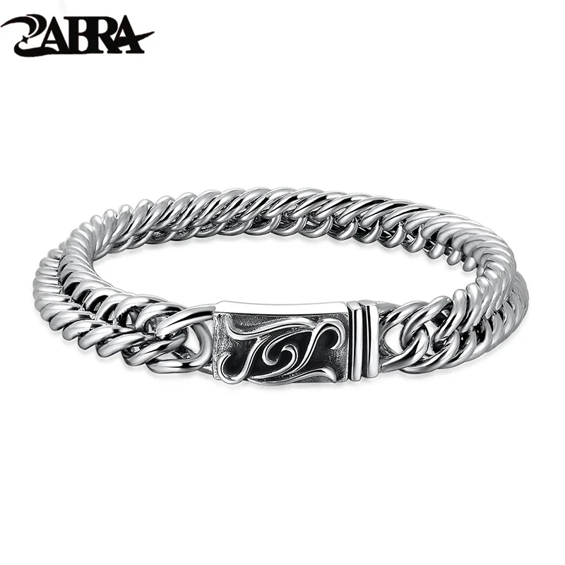 ZABRA 925 Sterling Silver Rolled Grass Double Braided Bracelet Biker Punk Lovers Thanksgiving