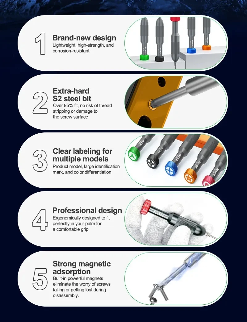 RELIFE RL-717A Rocket-head Screwdriver Suitable for Android, IP, and IP17 Series ,Telecommunication Devices Repair Tools