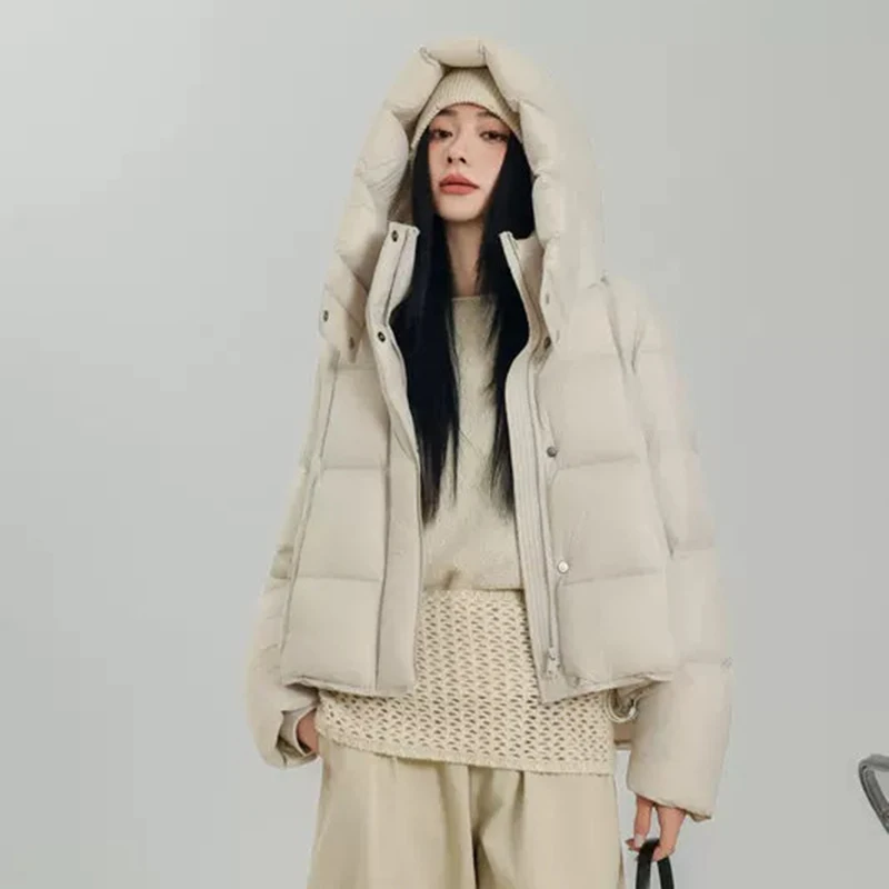 Winter Waterproof White Duck Down Zipper Parker Outwear Women Fluffy Puff Hooded Down Jacket Female Warm Thick Cold Proof Jacket