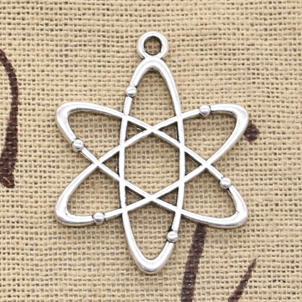 8pcs Charms Science Atomic Operation Trajectory Diagram 33x26mm Antique Silver Color Pendants Making DIY Tibetan Finding Jewelry