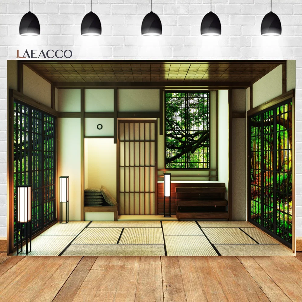 Laeacco Traditional Japanese Style Indoor Photography Background Room Cover Decor Birthday Portrait Photographic Photo Backdrop