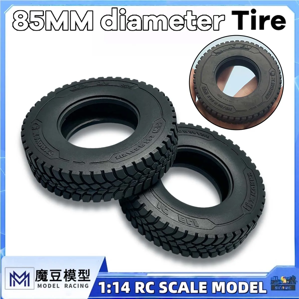 1 Pair 85MM Diameter Tire Wide 28mm 22mm For 1/14 Tamiyaa RC Dump Truck Tipper Tractor Scaniaa IVECOO MODO Toy Model Parts