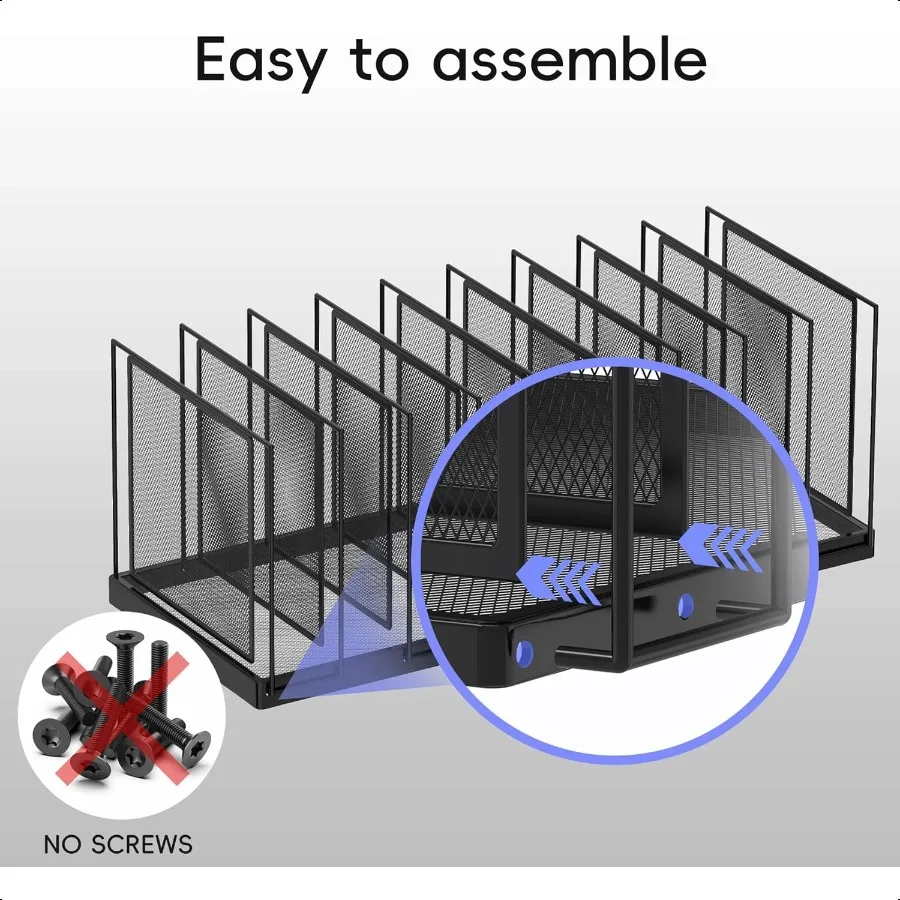 9-секционный настольный органайзер для файлов, вертикальный держатель для файлов, сетчатая настольная папка для файлов, металлический органайзер для файлов, подставка для офиса, дома, класса