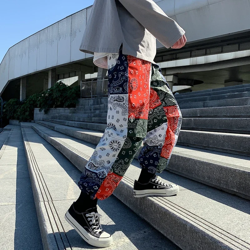 Japanese Streetwear Fashion Paisley Mens Pants Sweatpants Tracksuit Harajuku Trousers Hip Hop Social Club Outfits Baggy Pants