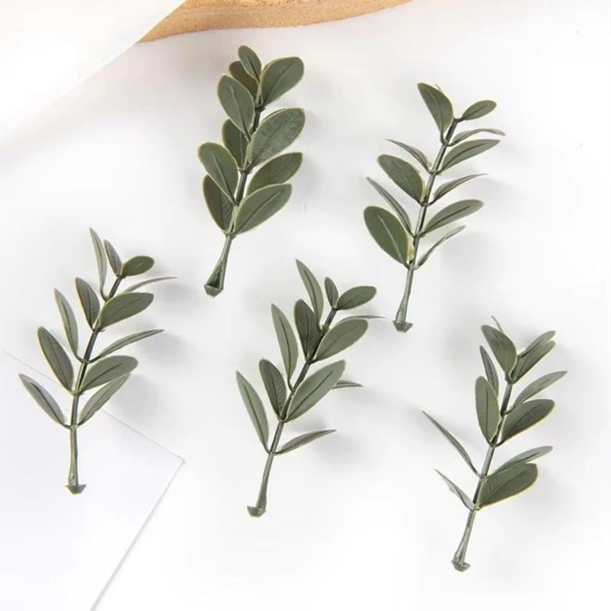 50pcs Artificial Plant Leaves Wedding Bridal Bouquet Party Outdoor Garden Home Room Table Wreath Decoration DIY Background Wall - Image 3