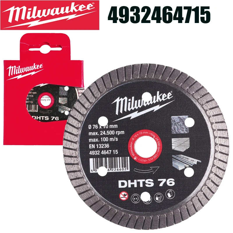 Milwaukee 4932464715 DHTS 76 Turbo Diamond Cutting Blade 76mm x 10mm Thin Kerf Diamond Saw Disc for Tile Stone & Masonry