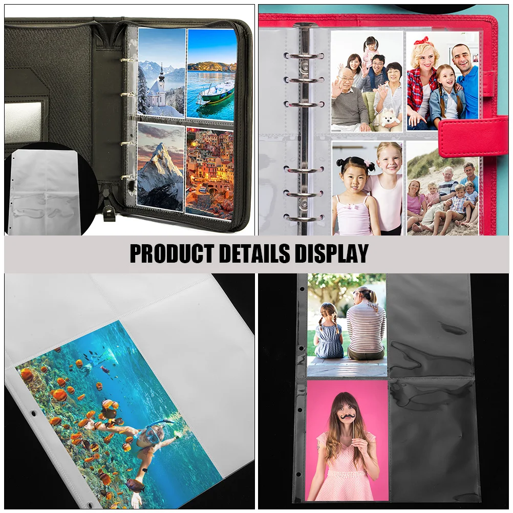 

A4 Clear Transparent Pp Photo Album Pages 4-Ring Loose-Leaf Sleeves For Photos Cards Postcards Storage Binder Pockets