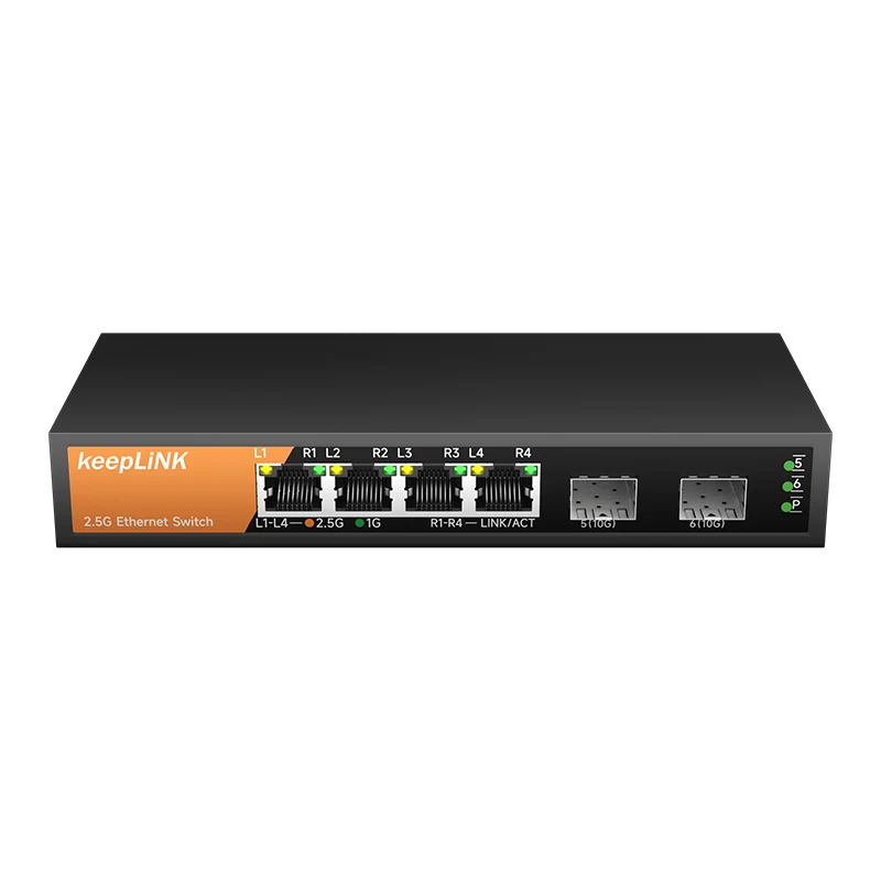 KeepLiNK 6-Port Multi-Gigabit Switch with 4-port 2.5Gb Ethernet and 2-port 10G SFP+