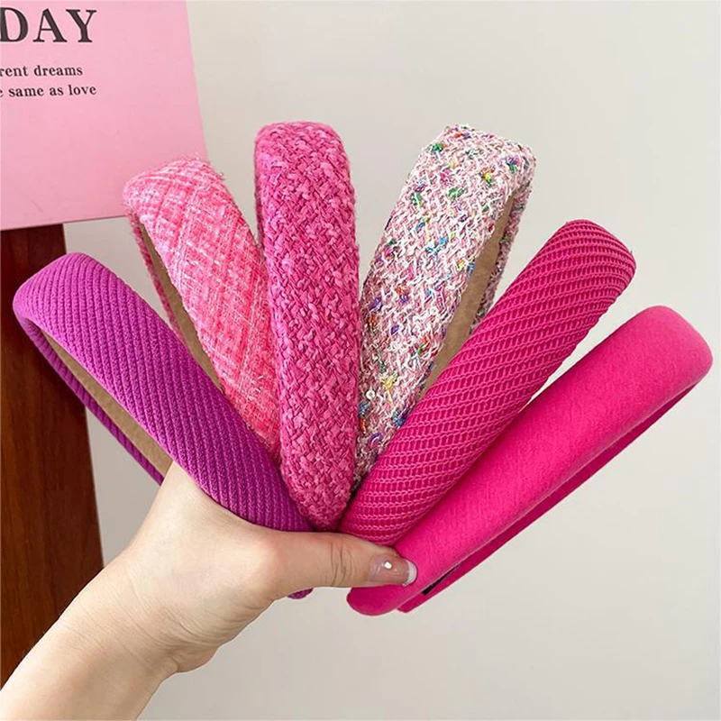 Rose Pink Collection~High Grade Thick Korean Version Small Wind Rose Red Mesh Sponge High Head Hair Band Female