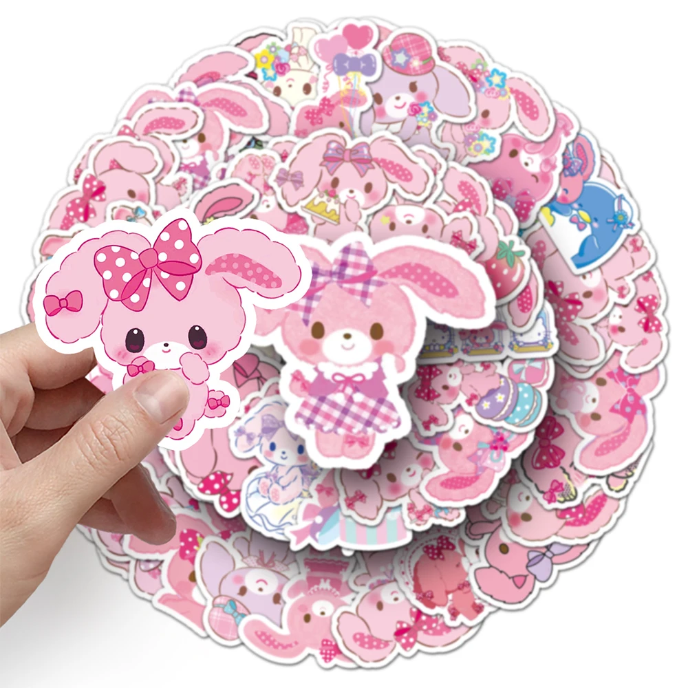 10/30/50pcs Cute Sanrio Bonbonribbon Cartoon Stickers Kawaii Pink Anime Rabbit Decals Water Bottle Phone Laptop Sticker Kids Toy