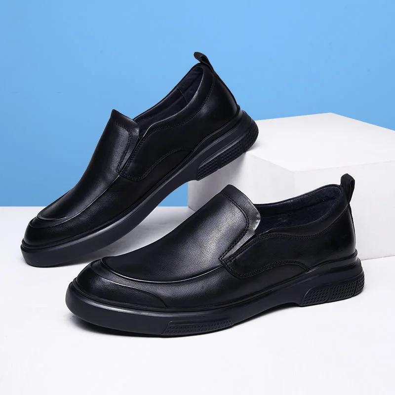 New Genuine Leather Shoes Men Oxfords Slip-on Soft Cow Leather Mens Casual Shoes Flat Brand Male Footwear Black Brown DX208