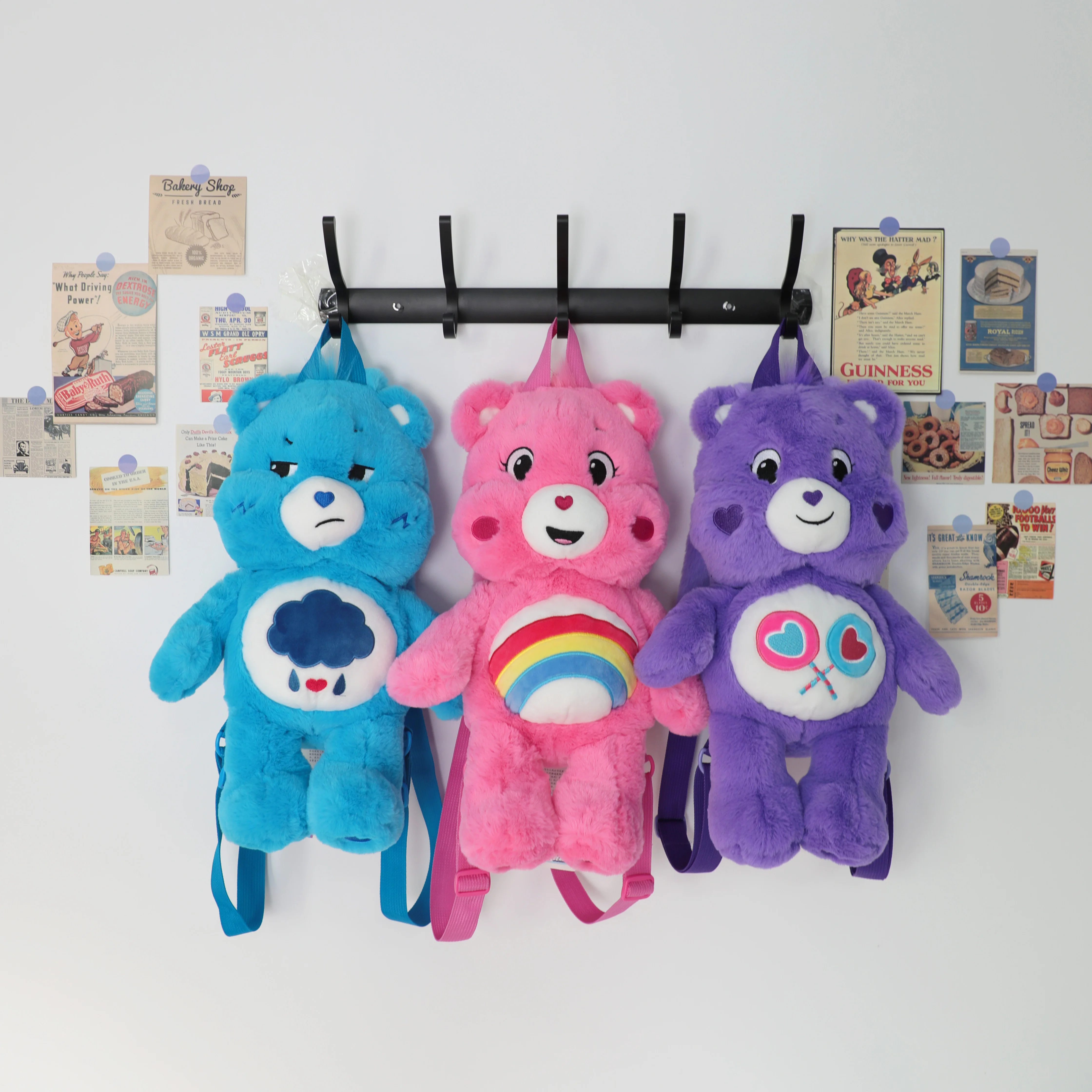 Plecak Pluszowy Miśki Care Bears, Urocza Kreskówkowa Zabawka, Torba Szkolna, Idealny Prezent Urodzinowy i do Wczesnej Edukacji dla Dzieci