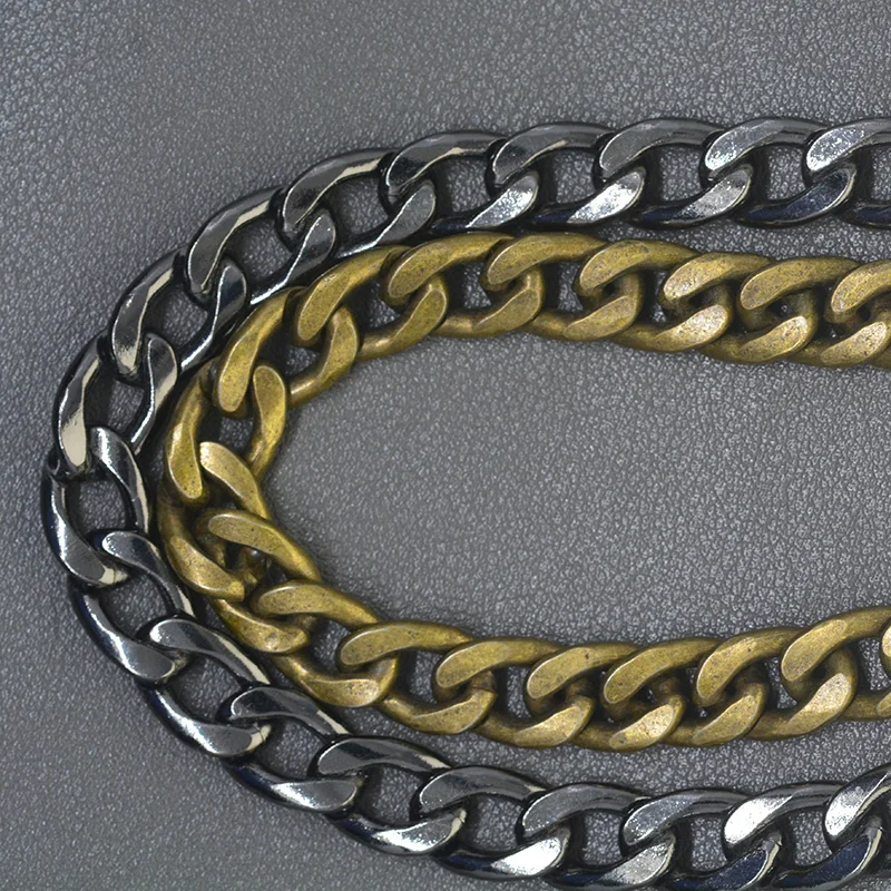 Black Bronze Plated Biker 10mm Thick 30cm-100cm Long NK Link Chain Wallet Jean Biker FOB Keychain Bag Strap DIY Replacement