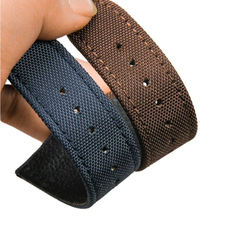 IWC 시민용 나일론 + 가죽 시계 스트랩 세이코 시계 밴드 소프트 방수 스포츠 남성용 팔찌 액세서리 손목 밴드 20mm 22mm