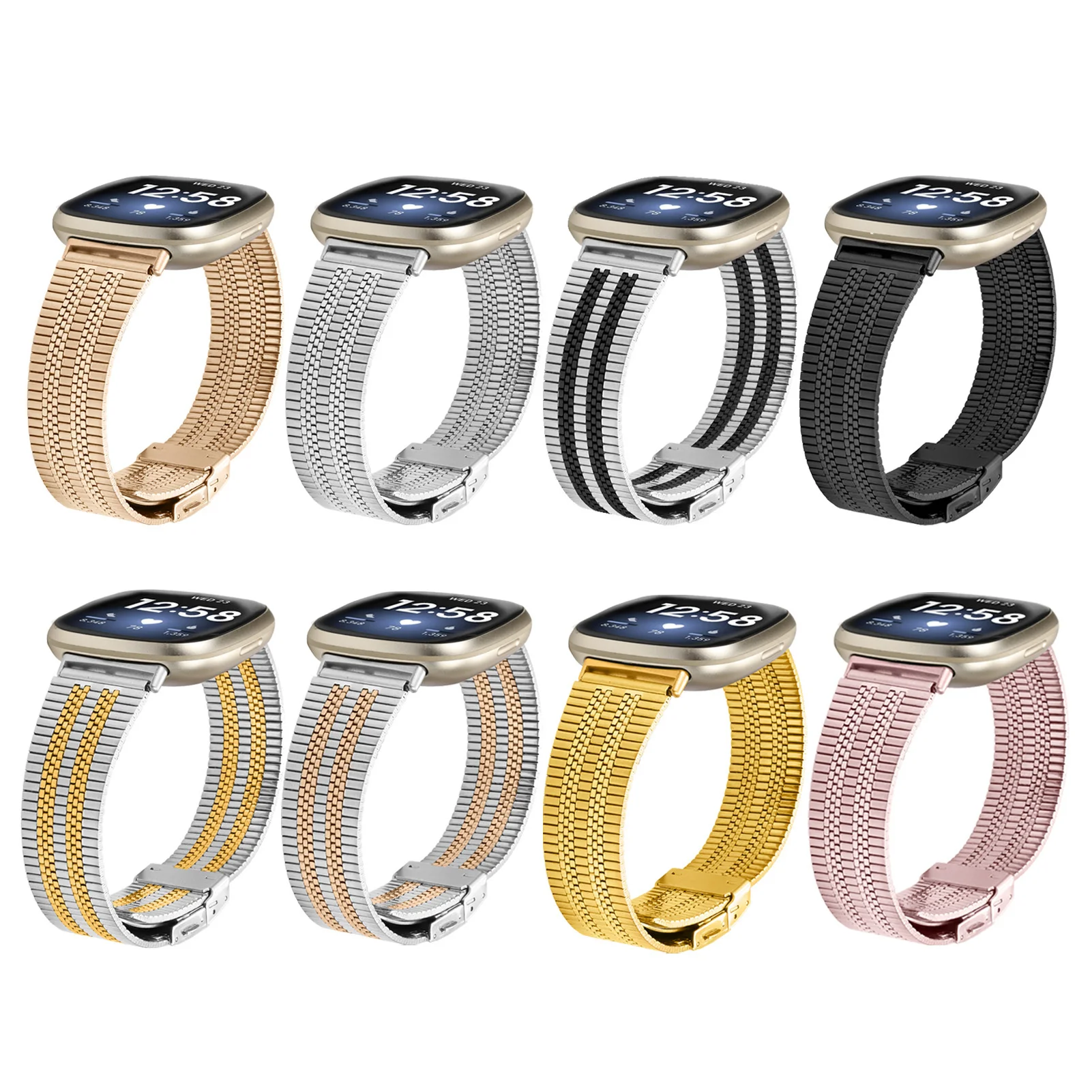 إكسسوارات أسورة من uhgbsd أسورة حزام ساعة لفيتبيت فيرسا 3/4 تحسس عالية نهاية خماسية خرزة سلحفاة خلفية مشبك معدني حزام ساعة