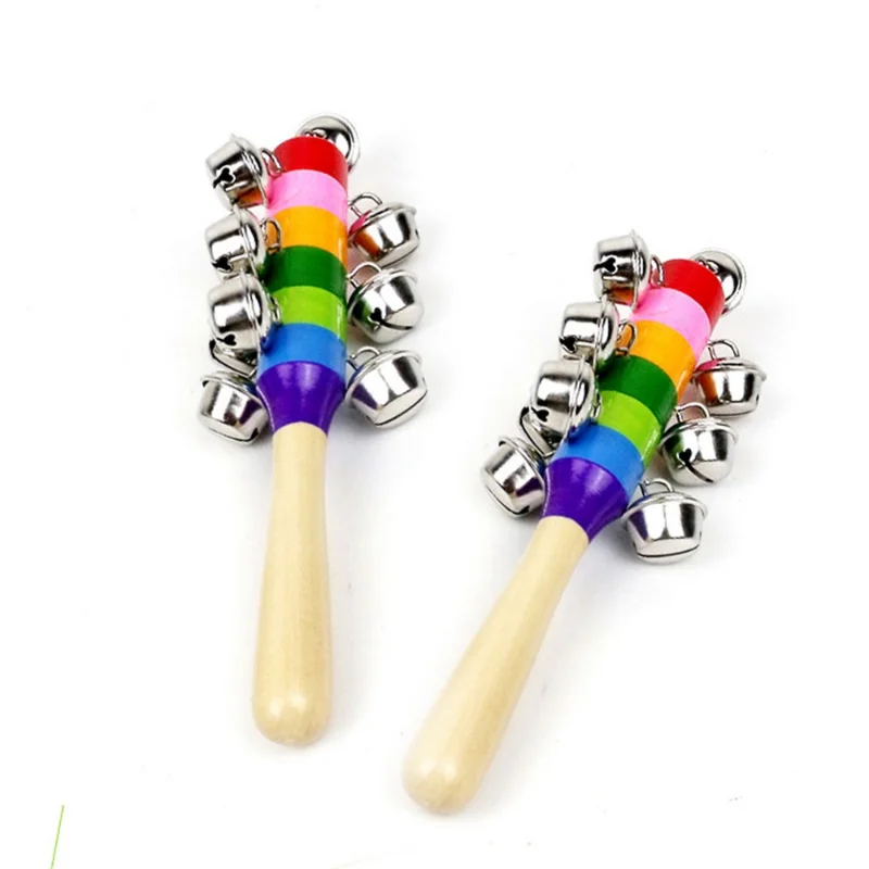 Colorful Wooden Bell Toys Instruments Baby Rattles 10 Percussion String of Bells for Kids Gift