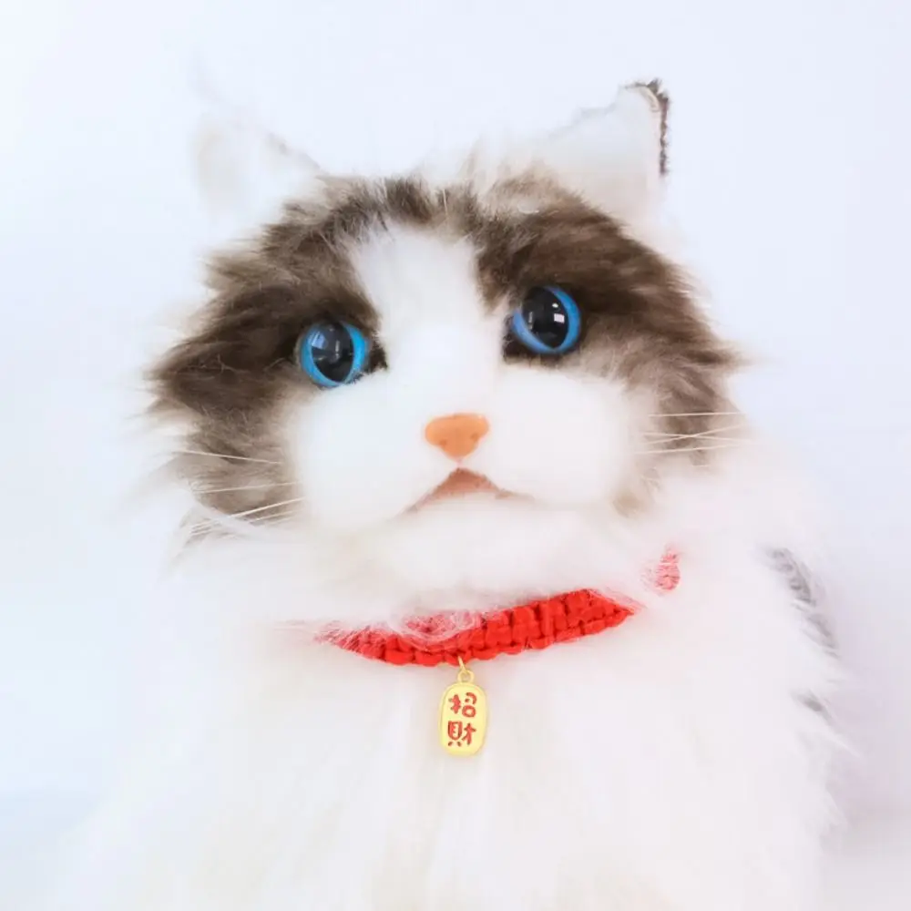 Traditional Red Rope Braided Cat Collar Chinese Style Adjustable Fortune Bell Cat Collar Lucky Bless Hand Knit Cat Collar Party