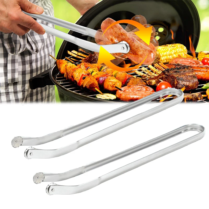 

Sausage Turning Tongs for Barbecue, Camping Bbq Tool, Outdoor Food Rotating Clip Wheel, Cookware Fire Meat Garden Grill Accessor