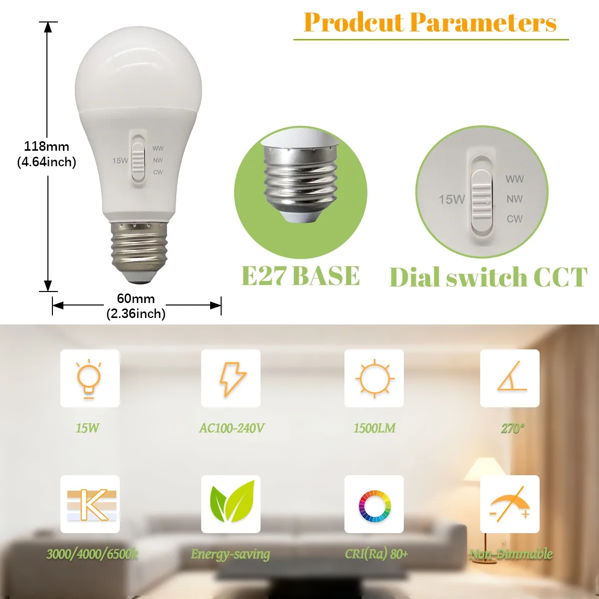 1-10PCS Dial Swich CCT LED Light Spot downlight Bulb 6W 9W 10W 14W 17W 20W 24W 3 Color change LED Lamps for home foyer dereco