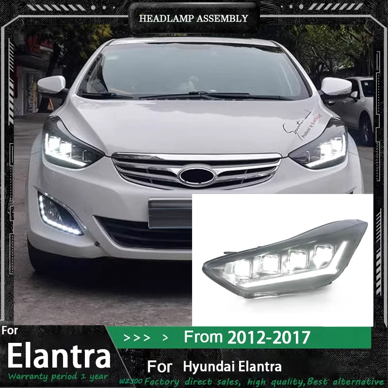 

For Hyundai Elantra V 2012-2016 Car Headlights Assembly Upgrade Projector 4 Lens Front Lamp Century Styling LED Auto Accessories