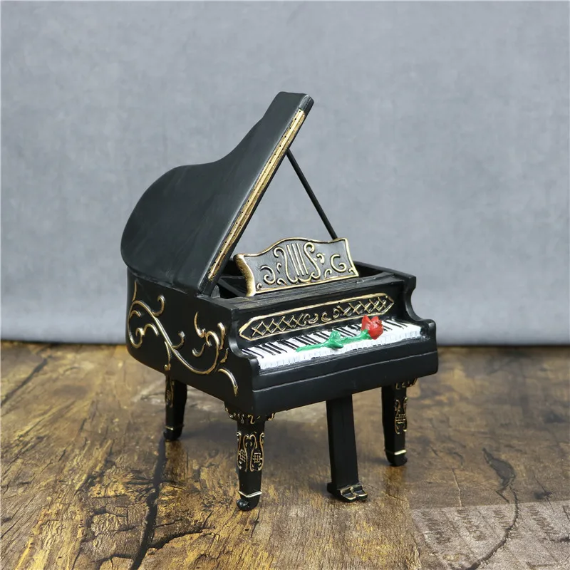 Vintage Scaled Piano Model Handmade Art and Craft Embellishment Accessories Furnishing for Desktop Decor Souvenir Present