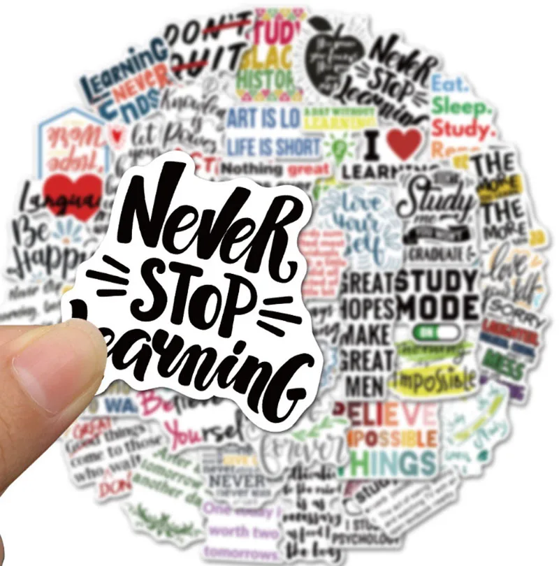 

10/30/50pcs English Learning Slogan Children's Pencil Cases Sticker Scooter Bike Mobile Laptop Traveling Diy Kids Girl Toys