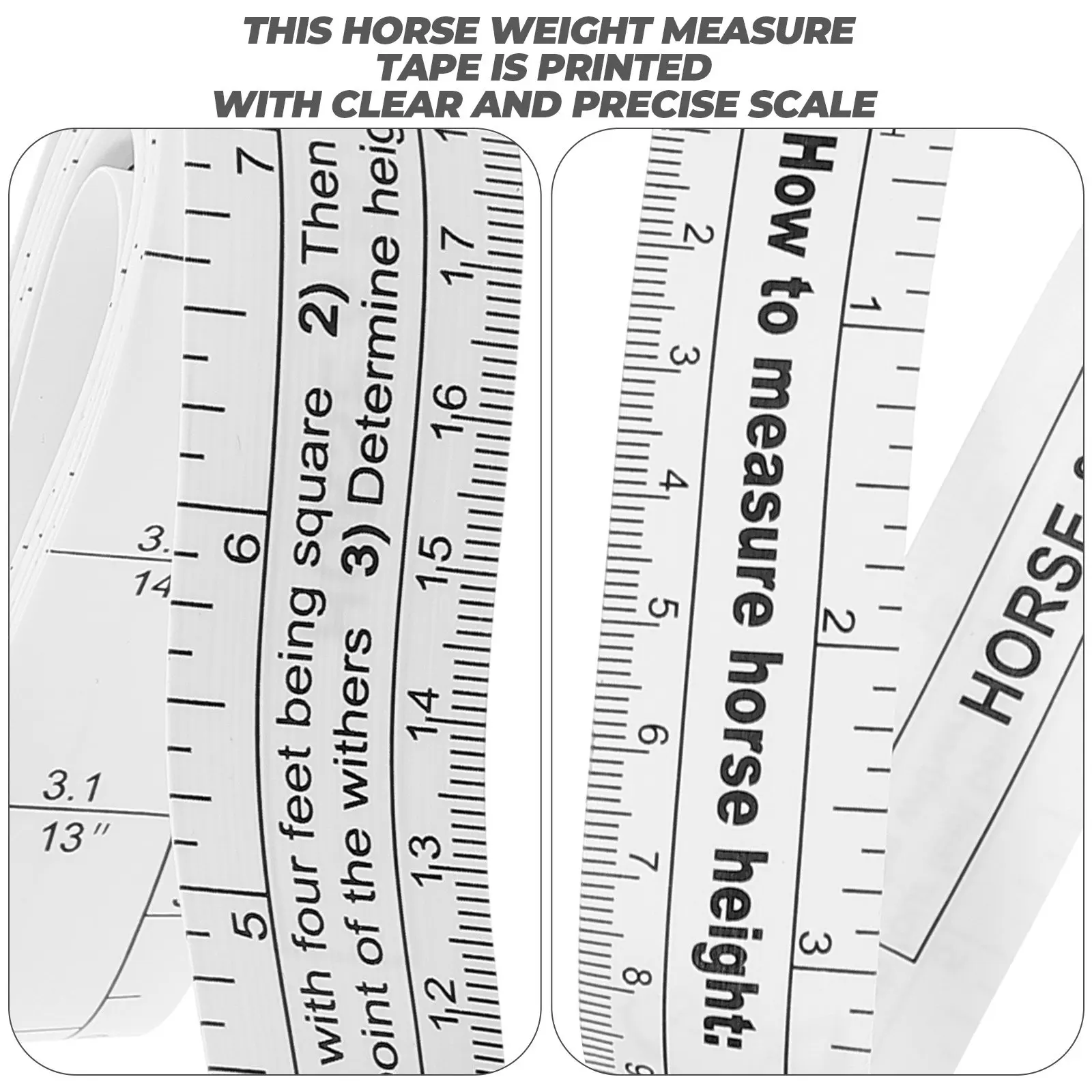 Horse Weight Measuring Tape Double Sided Clear Scale Push Button Retractable Portable Soft Tape Measure for Horse Livestock Farm