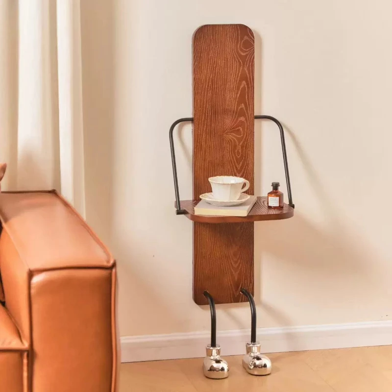 

Vintage Wood Folding Bedside Organizer, Mid Century Service Cart Shelf, Cute Waiter Nightstand, Anti Skid Collapsible Rack