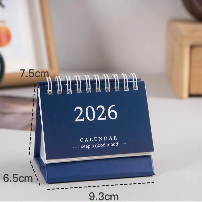 Solid Color Mini Desktop Calendar; Simple Style English Stand-up Desk Calendar