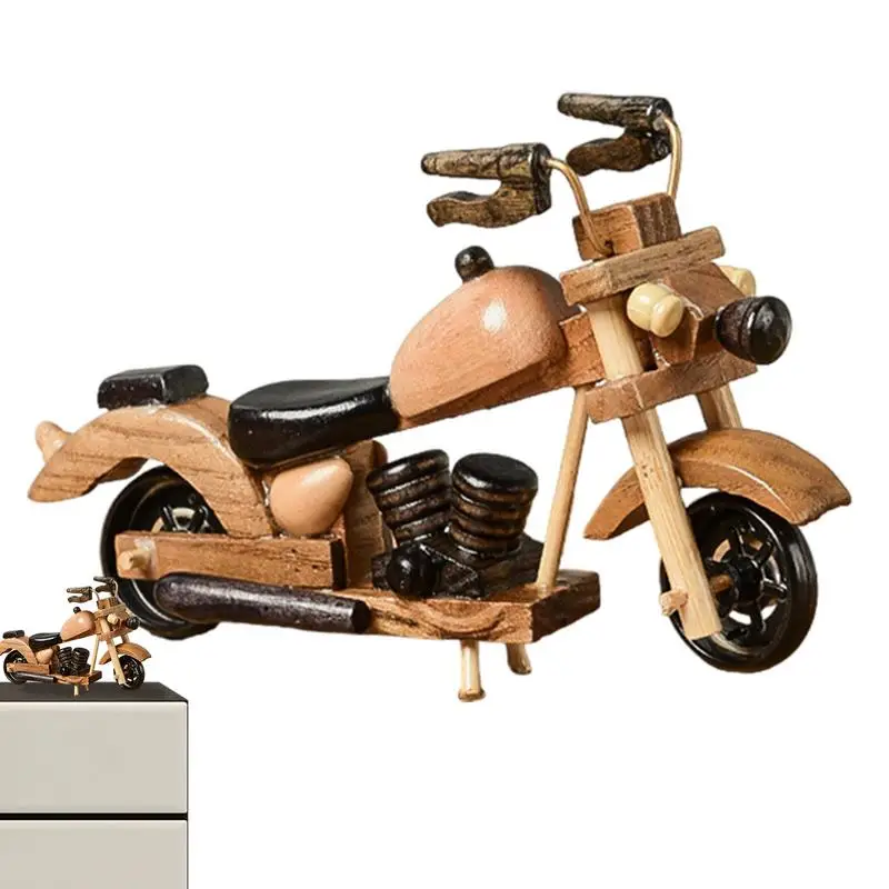 Retro Motorcycle Decor Vehicle Tabletop Wooden Model Multifunctional Decorations For Mantle Desk Collectible Decor For Bookshelf