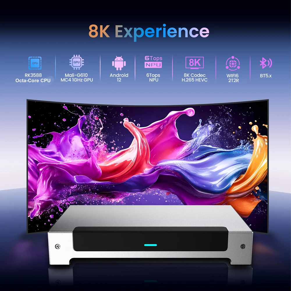 X96 AI BOX Rockchip RK3588 ثماني النواة أندرويد 12 TV Box 6Tops NPU DDR4 8GB RAM 64GB ROM WIFI6 BT5.X 8K 1000M LAN Set Top Box