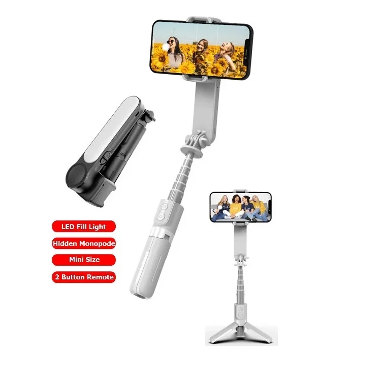 Selfie Stick L09 1-axis Smart Telescopic Tripod Selfie Stick Gimbal Phone Stabilizer with Light