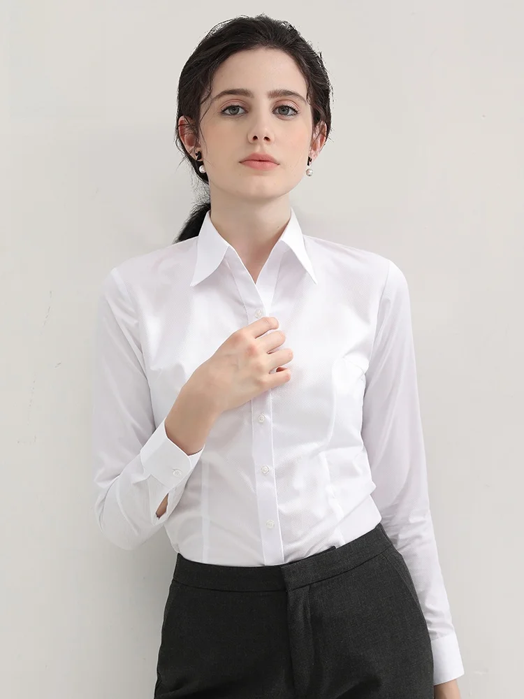 

Romon Women's Long Sleeve V-Neck Fleece Lined Shirt Career Interview Professional Workwear Blue New 2026 Elegant Office Style