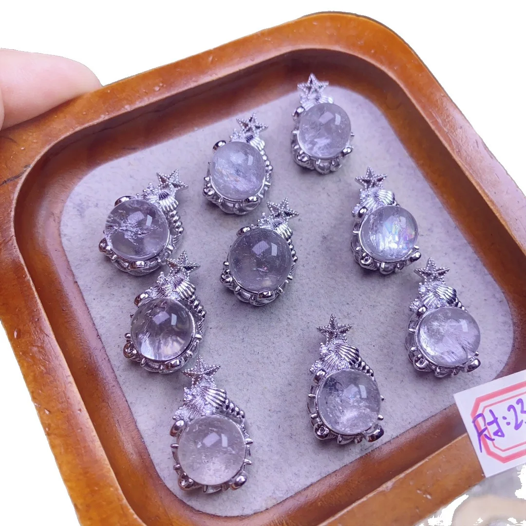 5pcs Clear Quartz Crystal Magic Box Charms, With Hole Inlay Pendant for DIY Bracelet Necklace Jewelry Making 23x14mm