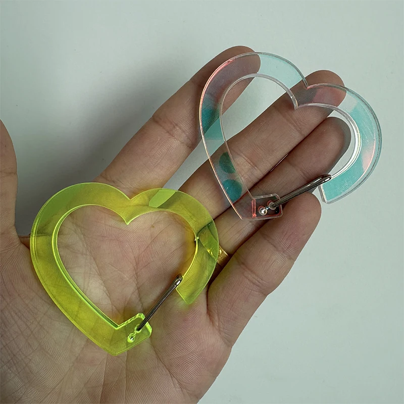 Charming Acrylic Multi-function Carabiner Keyring, Heart-shaped Bag Decorative Hanging Pendant