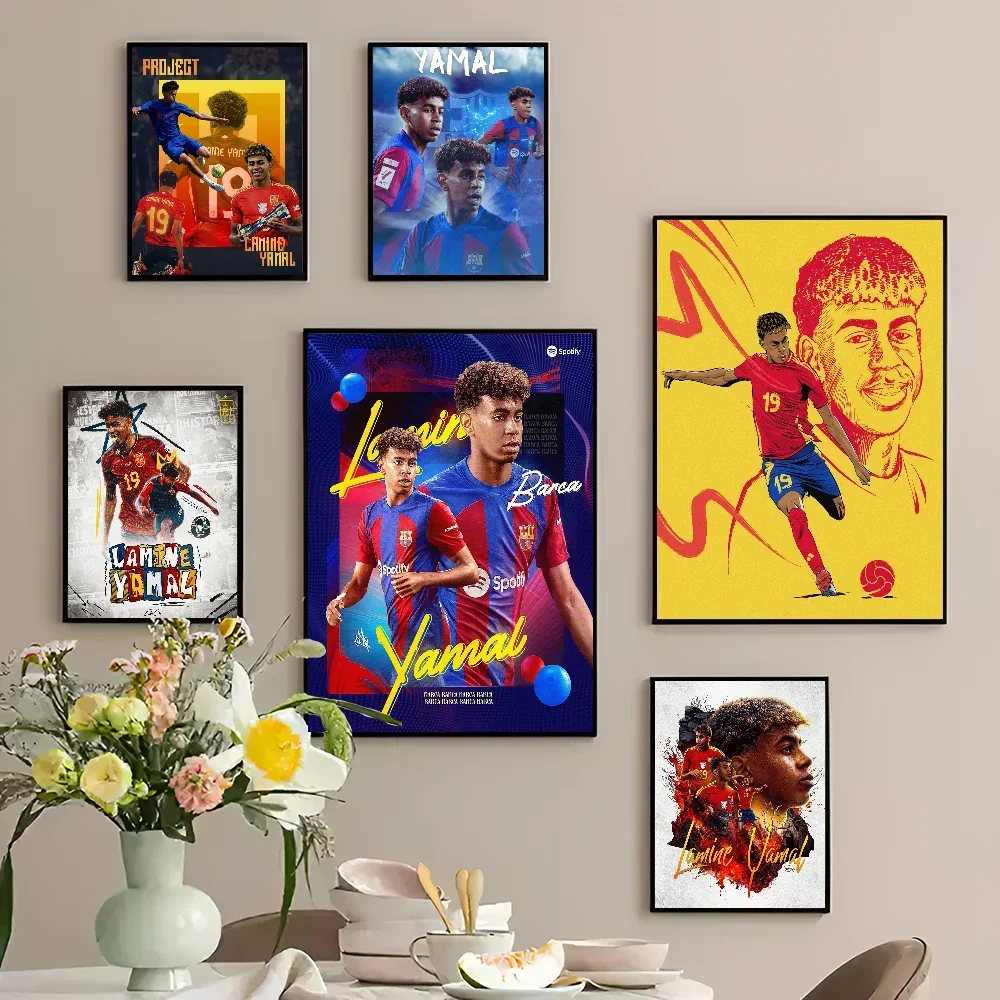 L-Lamine FootballStar Y-Yamal 27 Self-adhesive Art Poster Whitepaper Sticker DIY Room Bar Cafe Wall Decor