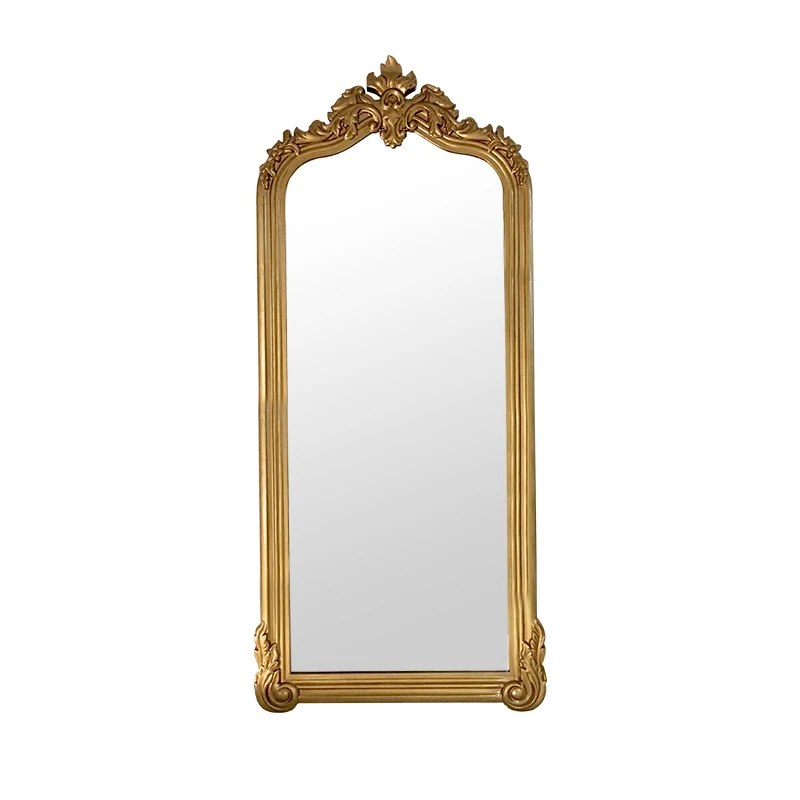 Carved Wall Dressing Mirror Full-Length Mirror Nordic Floor Mirror Movable Wall Hanging Home