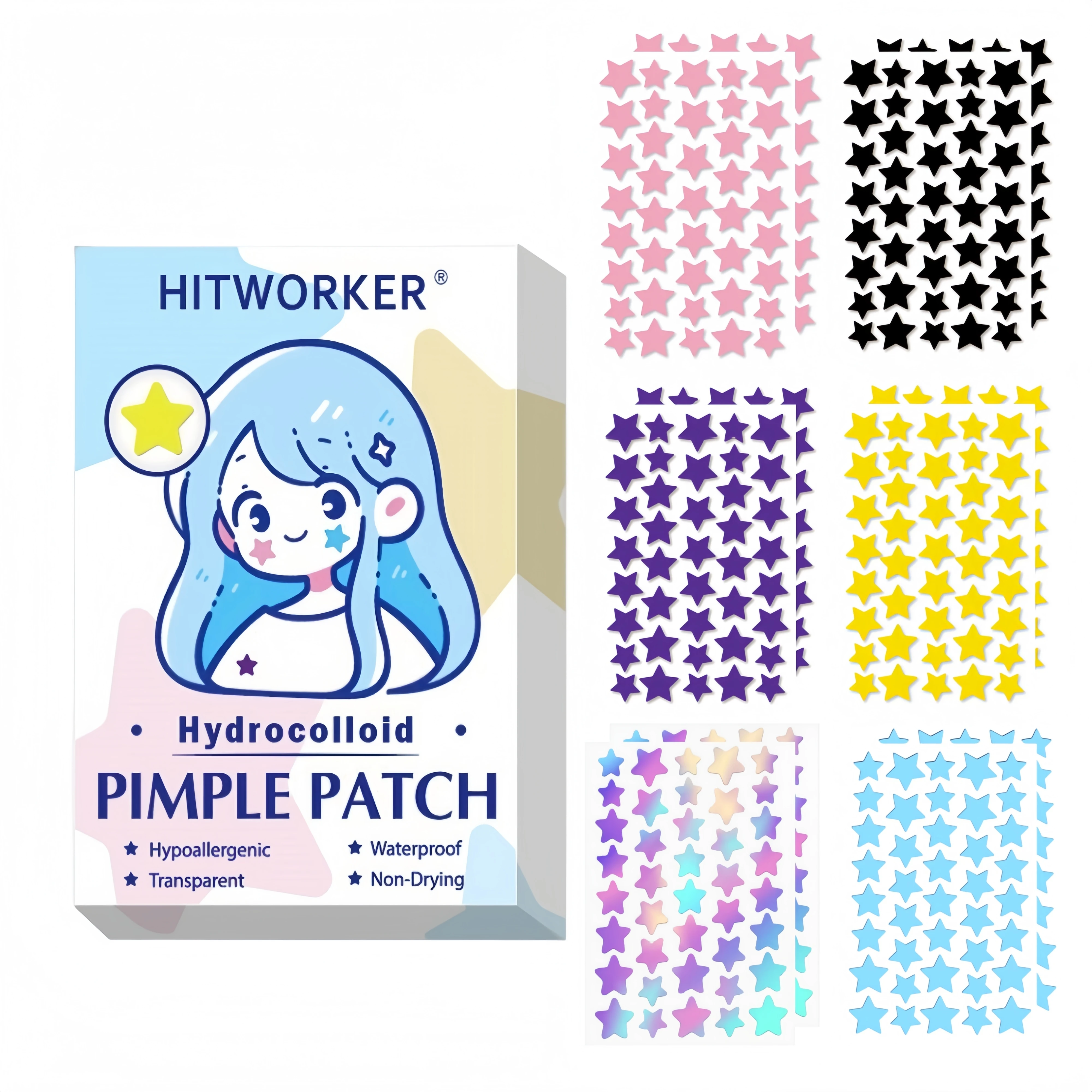 480/240 pieces/box of star shaped hydrogel acne patch, alcohol free, gentle and non irritating absorption acne patch