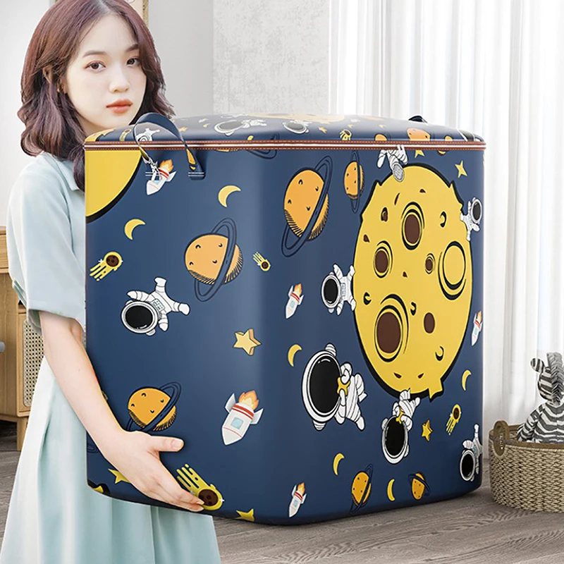 Clothes Storage Bins Cute Teddy Bear Quilt Storage Bag Wardrobe Sorting Storage Bucket Closet Storage Box Blanket Sorting Box