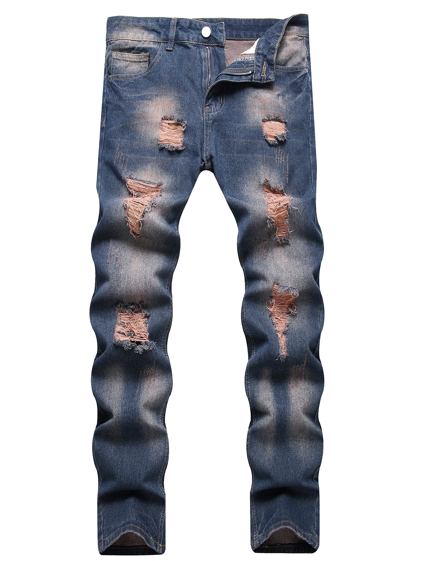 

2025 Fashion High Quality Multi Craft Piercing Denim Men's Pants
