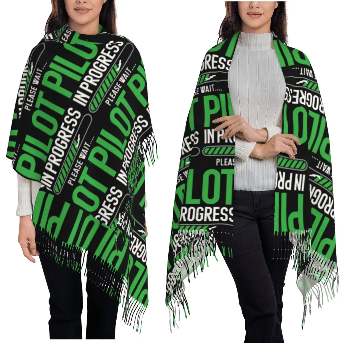 

Born To Fly Flight Pilot Flying Aviation Шарф-авиатор Шарфы с кисточками Женские теплые шали и накидки Большая осенне-зимняя шаль