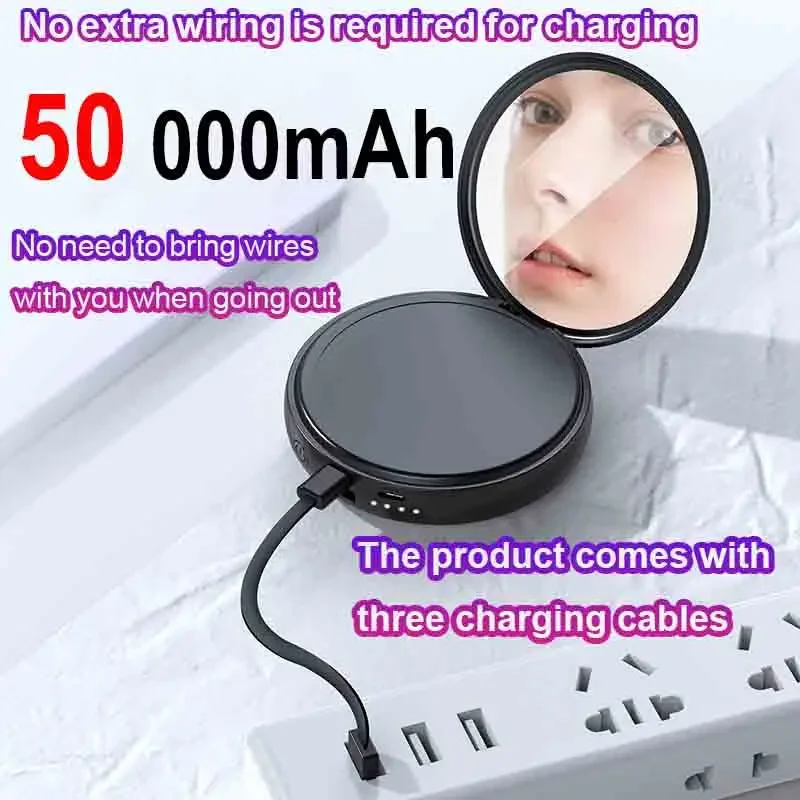 New Makeup mirror design 50000mAh Power Bank Small and easy to carry Chargement ultra rapide For iPhone Xiaomi Huawei Portable B