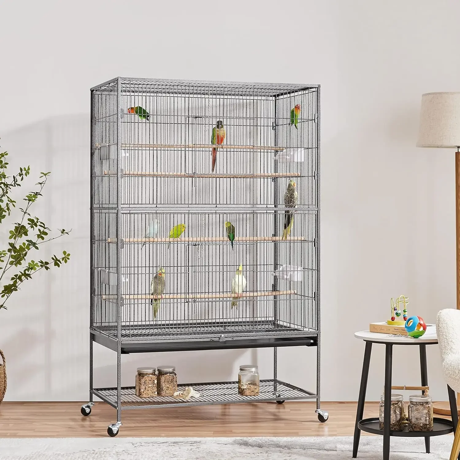 

Topeakmart X-Large Parrot Cage Bird Cage with Rolling Stand Medium Birds Cockatiels Quaker Green Cheek Sun Conure African Grey