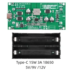 TZT Type-C 15W 3A 18650 Lithium Battery Charger Module DC-DC Boost Fast Charging UPS Power Supply/Converter 5V 9V 12V