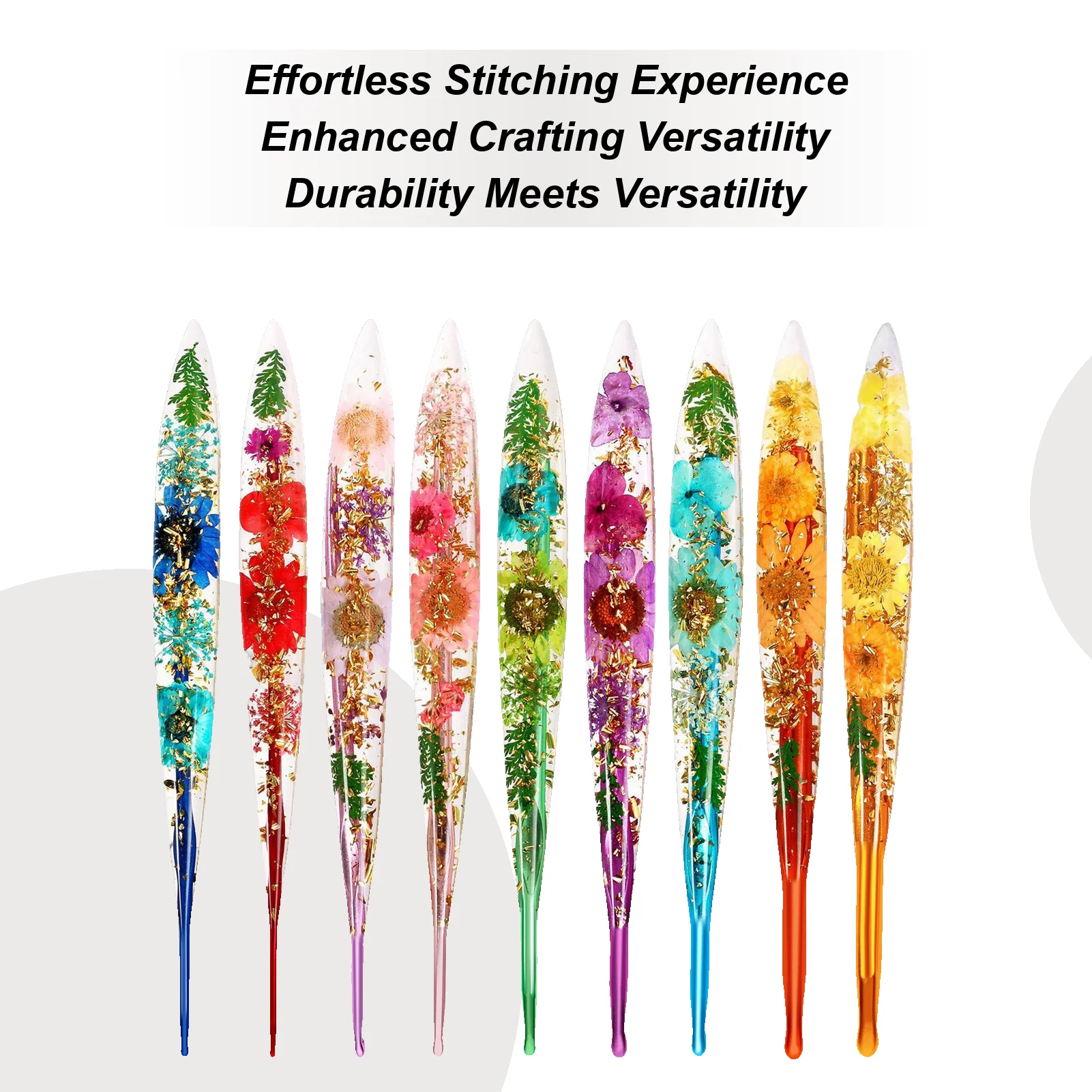 

Pretty Crochet Hooks 9 PiecesStylish Floral Pattern Pretty Craft Yarn Weave Knitting Needles Crochet Kit For Blanket Doll Hat