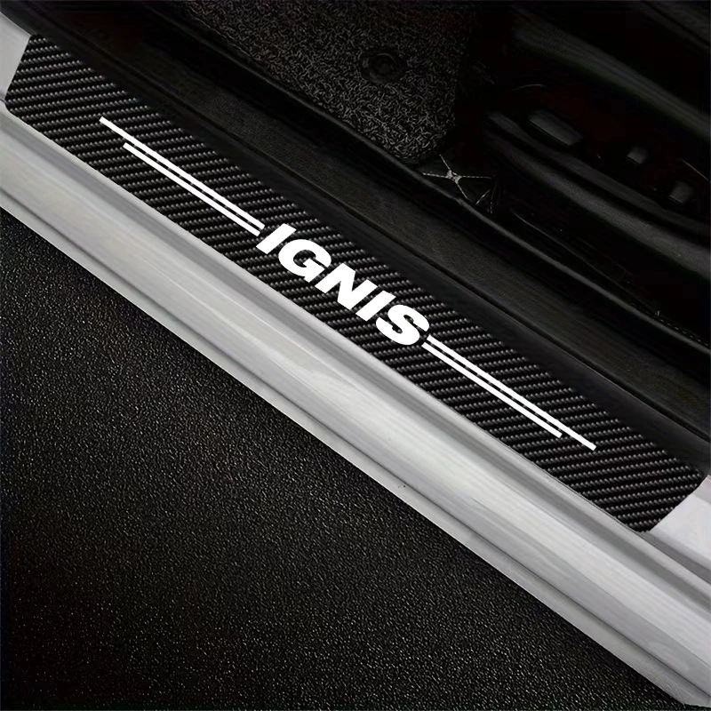 For SUZYKI IGNIS Car Door Sills Scuff Plate Threshold Protector Interior Imitation Carbon Fiber Sticker Accessories