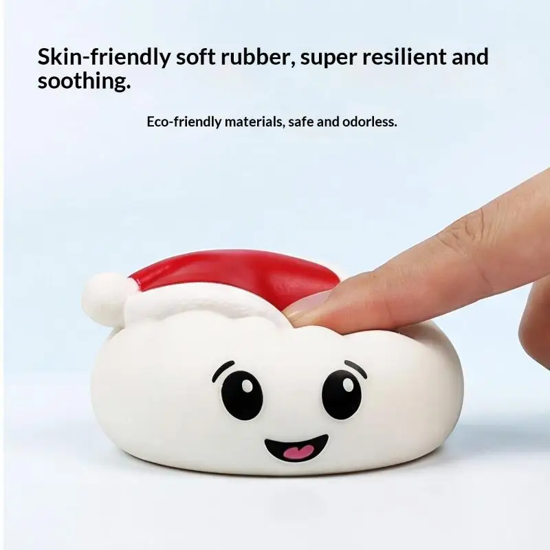 (Ce14)Christmas Hat Bun Toy Stress Relief Squeeze Toy Funny Sound PVC Sensory Fidget Toy For Adults Office Workers