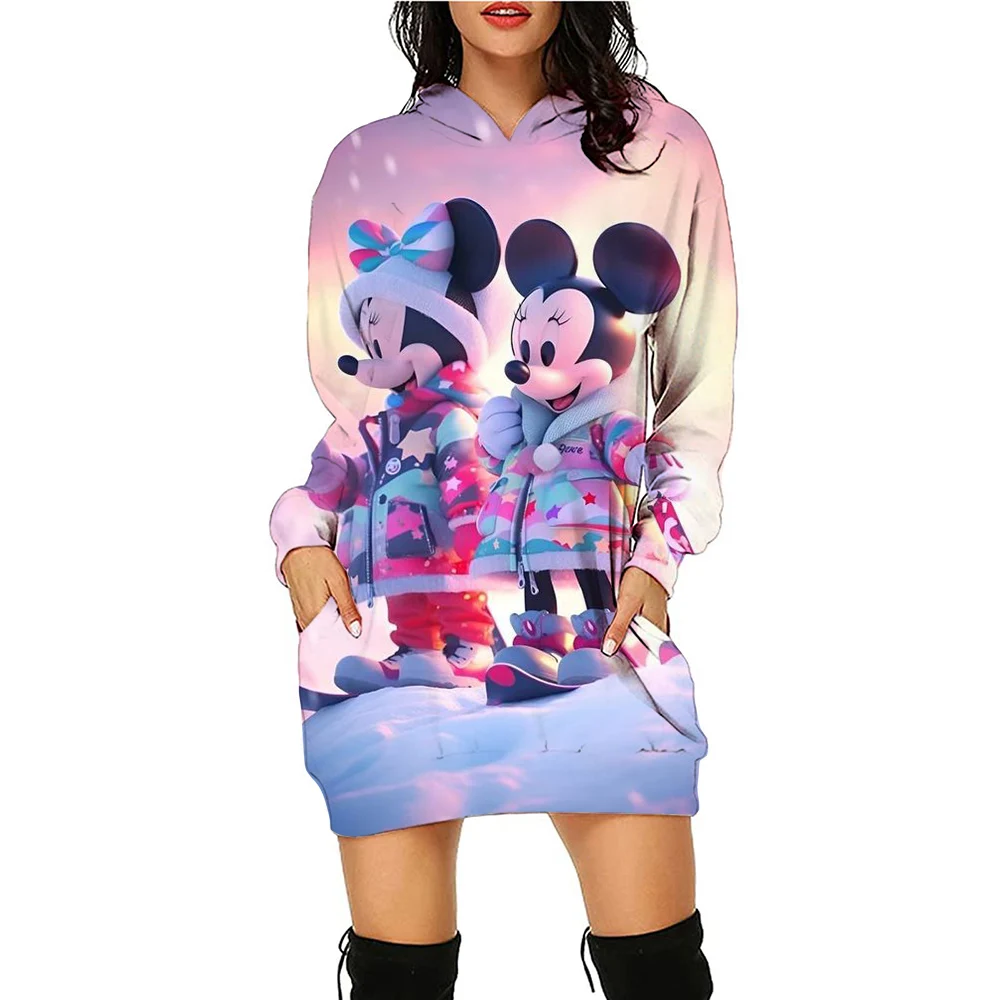 

Women Hot Sale New Autumn and Winter Christmas Gift Fashion Casual Dress Disney Mickey Mickey Mouse Print Hoodies Sweatshirts